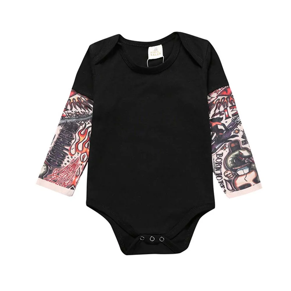 

Baby Boy Clothes Cotton Spring Autumn Long Sleeve Tattoo Print Body Suit Newborn Baby Romper Cute Clothing Set