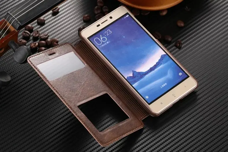 Высокое качество,, ультратонкий кожаный чехол с окошком обзора для Xiaomi Redmi 3 3 S Pro 3 S Prime, чехол, Роскошный чехол для телефона