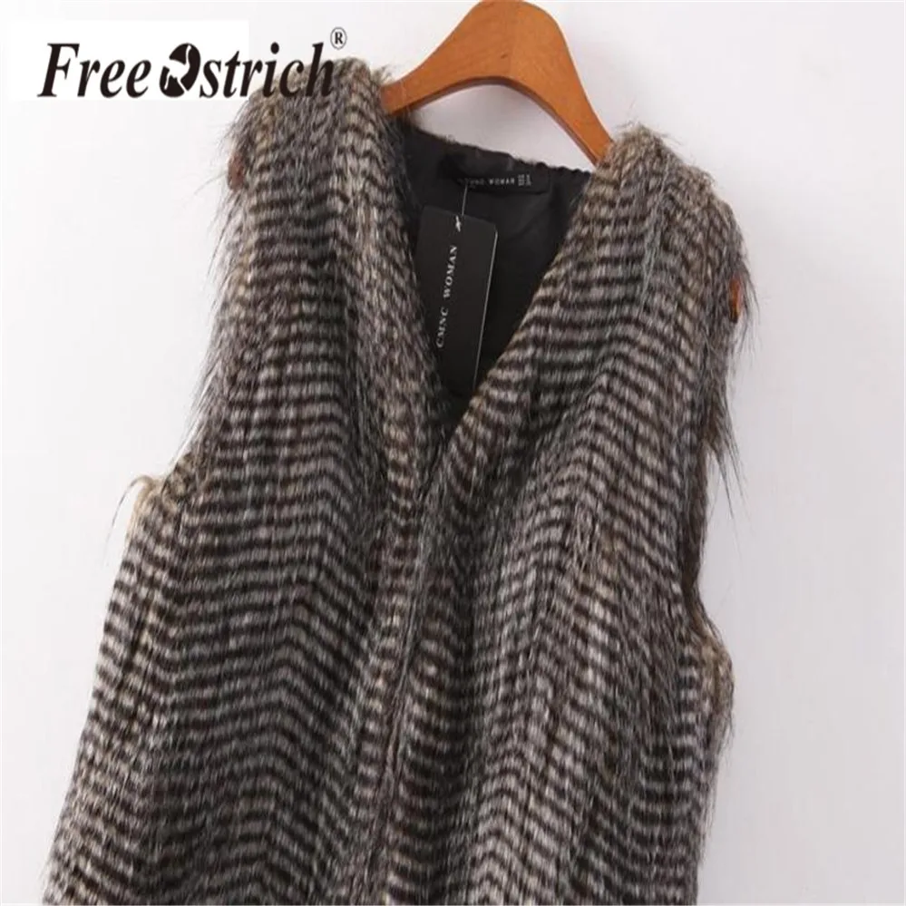 Free Ostrich Super Qulity Winter Women 2018 Lady Faux Fur Vest Sleeveless Coats Outerwear Jackets Waistcoat E0740