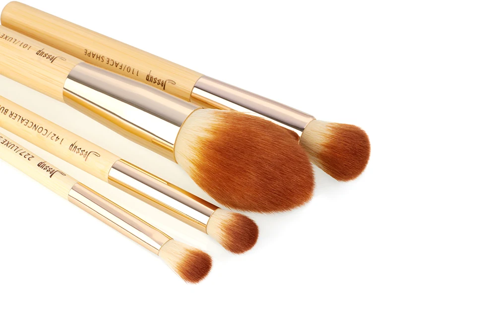 Pincéis de Maquiagem Fundação em pó Kit de Ferramentas Jessup Escovas Bambu Profissional Conjunto Beleza Compõem Definer Shader Forro 10 Pçs 2 High Quality Beleza e saúde