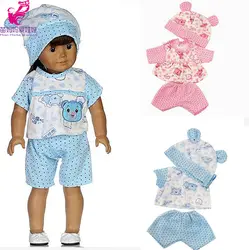 Девочка Кукла одежда 18 "розовая и синяя одежда шляпа наборы для 45 см reborn baby Doll Одежда и аксессуары