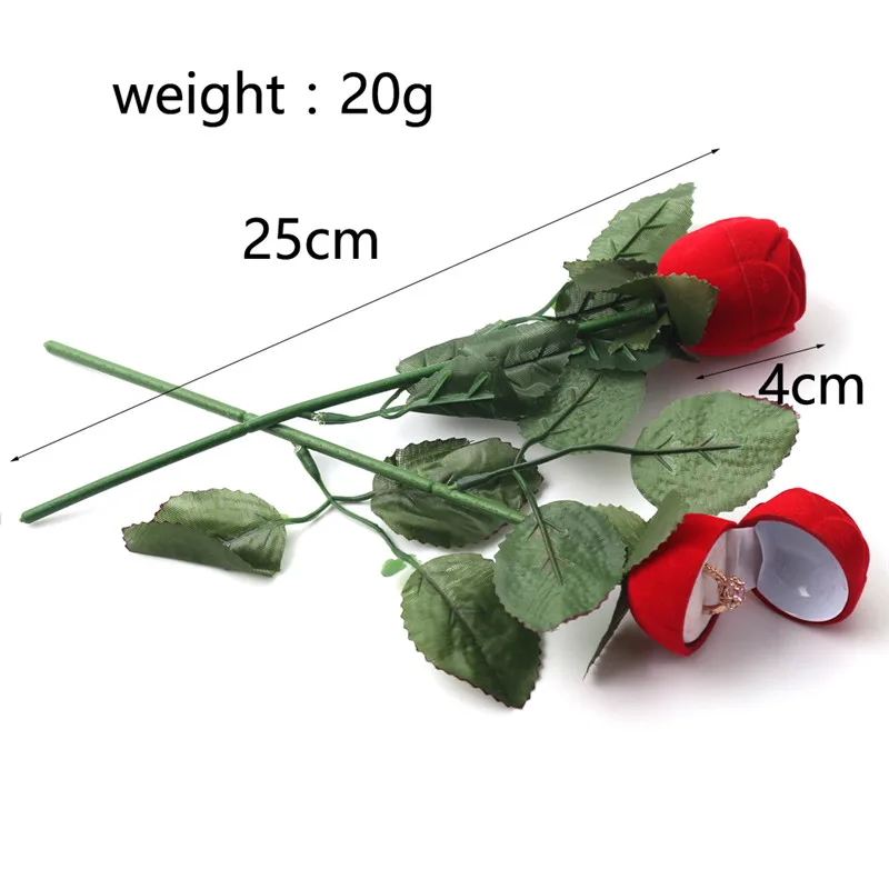 Red Rose Ring Box Personalized Velvet Wedding Originality Gift Box Fashion Valentines Engagement Box Jewellery Packaging Box