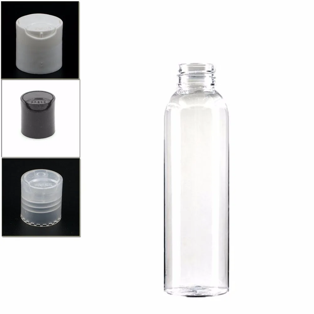 

4oz/120ml empty plastic Dispensing Cap bottle , clear pet bottle with transparent/white/black disc top lid