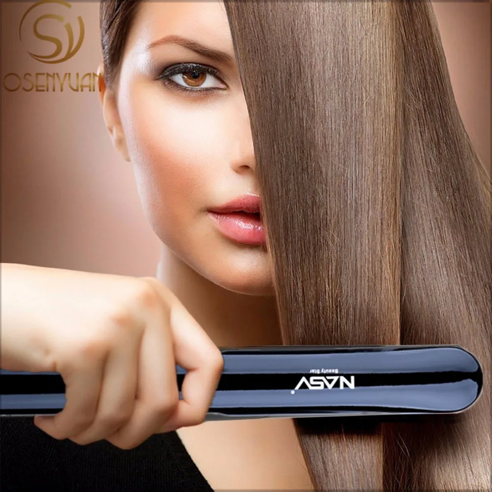 

New Electric Intelligent Titanium Flat Iron Ceramic Hair Straightener With Teeth NASV Hair Salon Flat Iron with comb