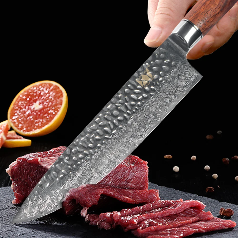 XYj 8 inch Chef Kitchen Cooking VG10 Damascus Knife Japanese Kitchen Cooking Tool Accessories Wood Handle Knives New Arrival
