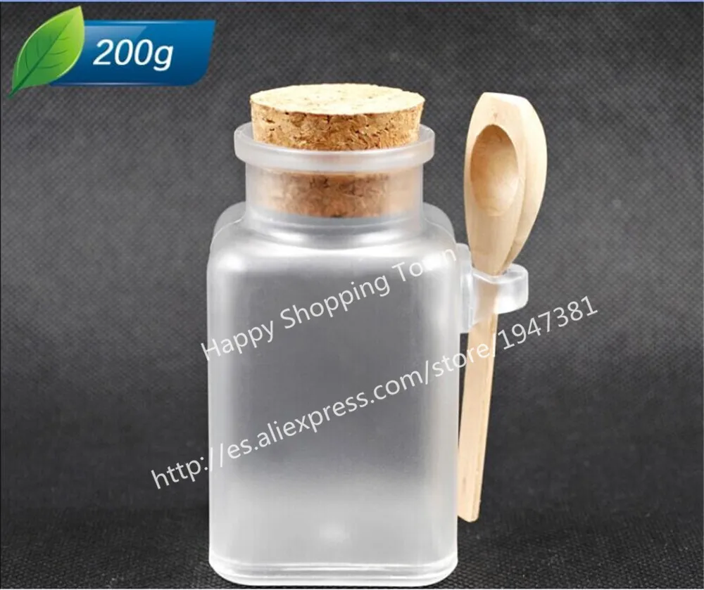 12pcs 200G ABS Square Bath Salt Bottle 200ml Powder Plastic Bottle with