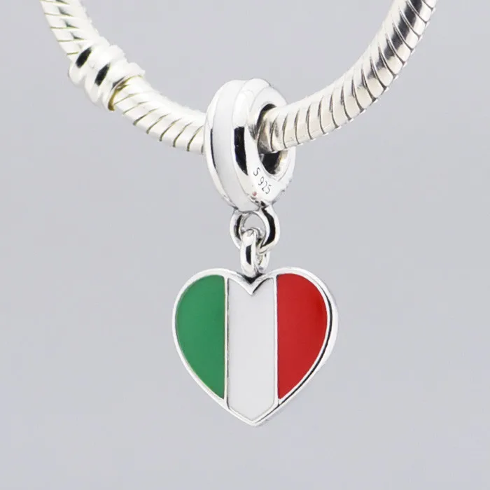 

Pandulaso Brand Flag Of Italy Silver Beads 925 Sterling-Silver-Jewelry Fit Silver Charm Bracelets & Choker DIY Jewelry For Women