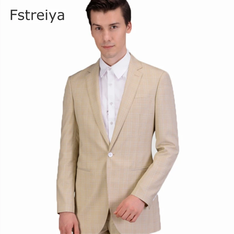

Custom Made high quality 150's worsted wool windowpane Men slim fit Suit for wedding customized mens clothing groom suit 3 piece
