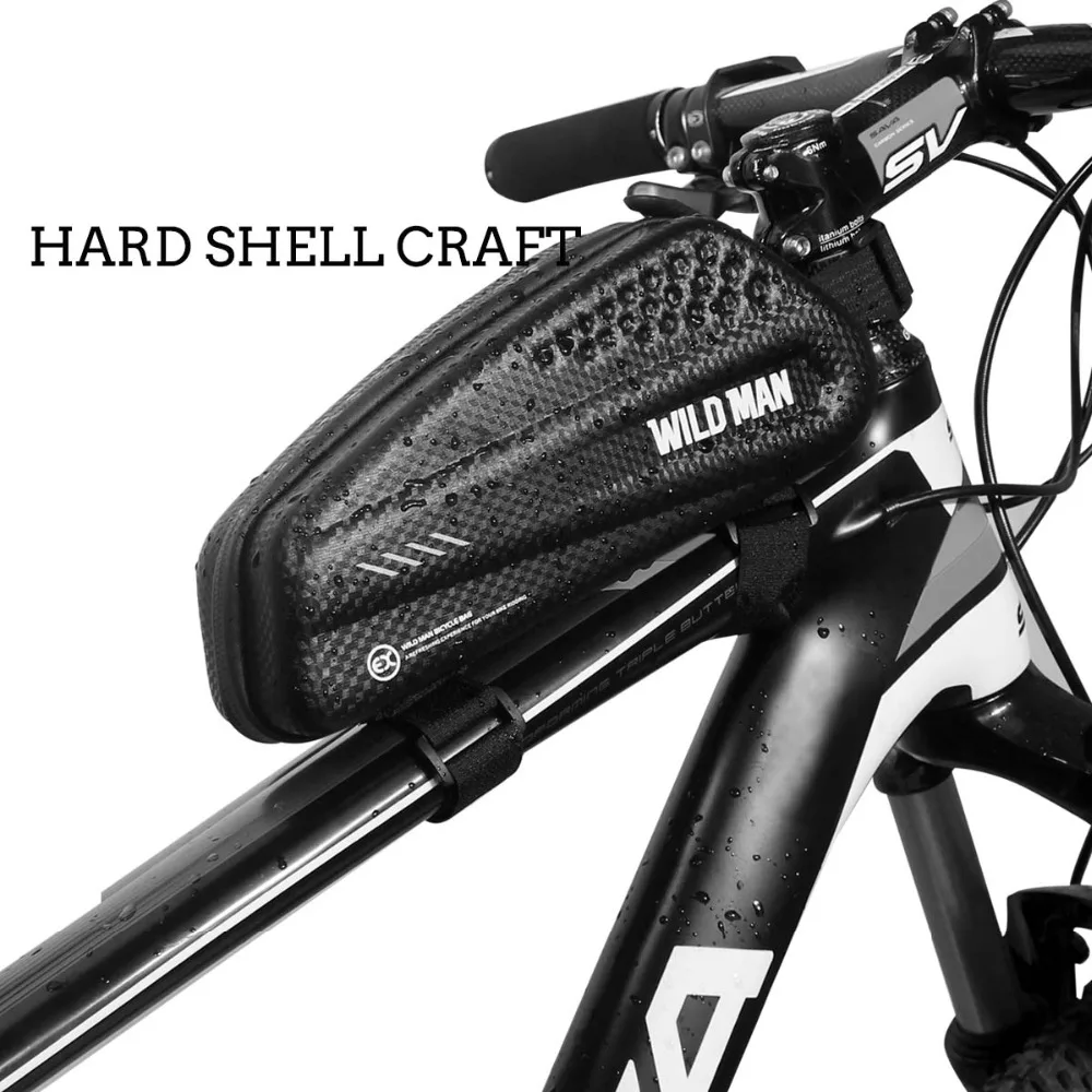 

Wild Man Waterproof Hard Shell Large Capacity Bike Bag Bicycle Front Frame Phone Bag Cycling Accessories Pouch Bag for Road Bike