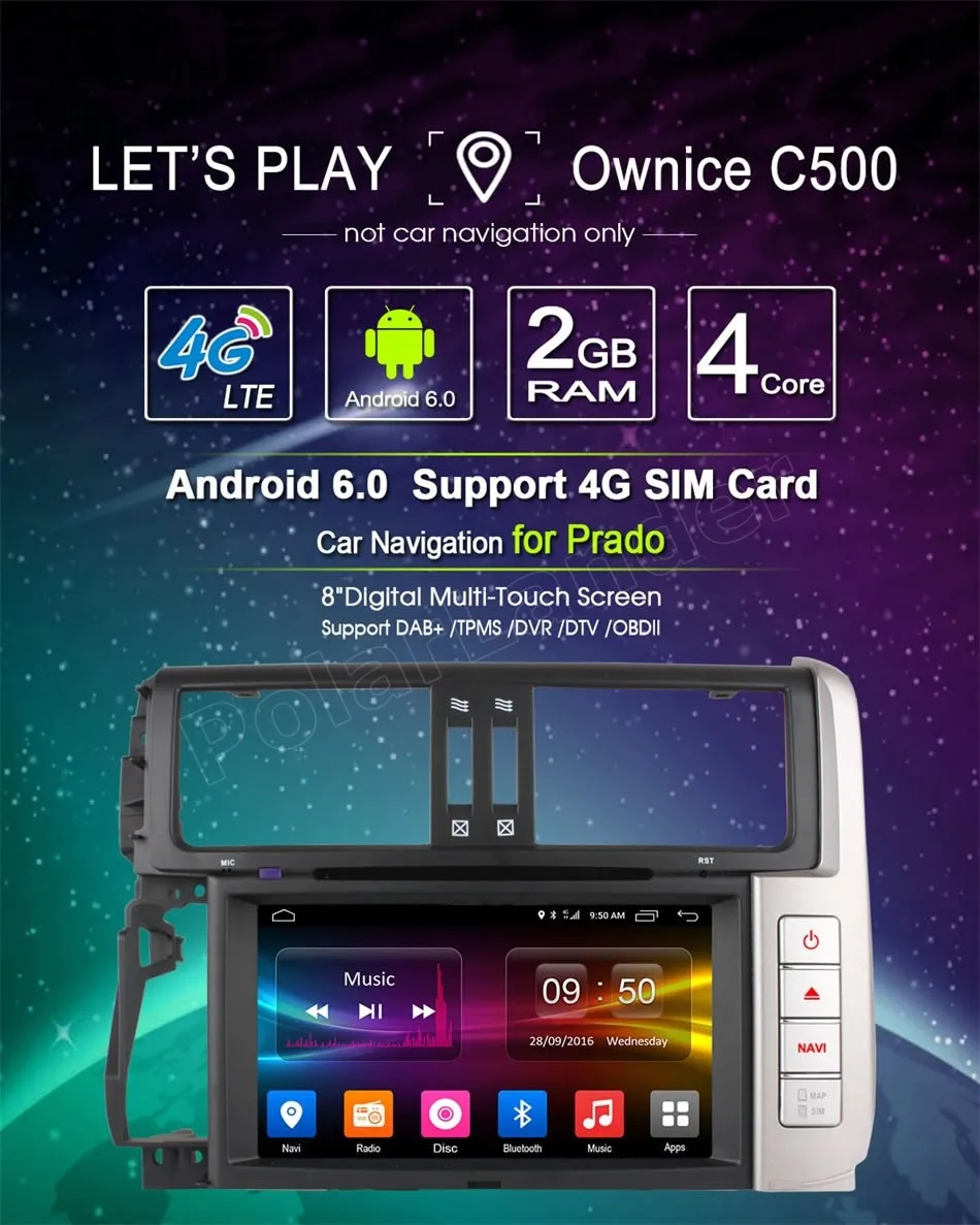 Perfect for Toyota Land cruiser Prado 150 2010-2013 car dvd player Android 6.0 Quad Core car multimedia radio stereo 6