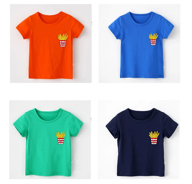 Летняя хлопковая футболка для девочек и мальчиков; Детские футболки с принтом картофеля фри; Повседневная дышащая мягкая детская футболка