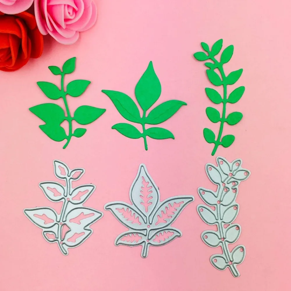 

3pcs 6*3cm 4.8*4cm 4.5*4cm Leaf metal die cuts metal die cutting dies scrapbooking for sizzix fustella big shot cutting machine