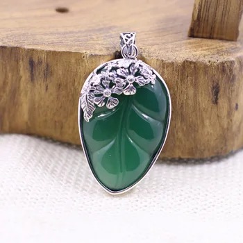 

Thai silver S925 sterling silver jewelry Ms. leaves large pendant