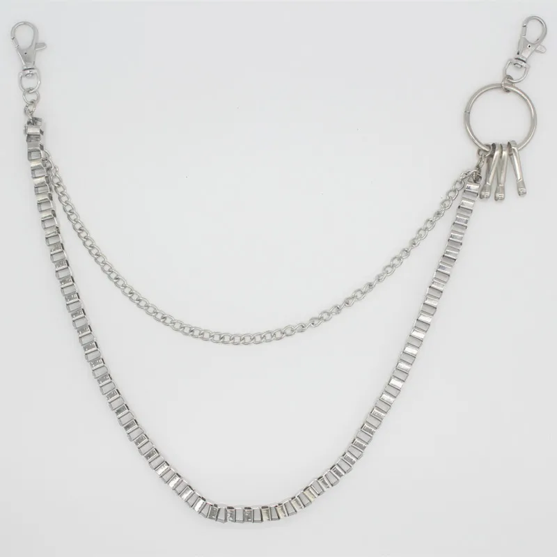 

60CM Train Chain Biker Jean Wallet Chains Silver Ghost Rock Punk Hip-pop Metal Keychain Key Hook Pant Chain Fashion Men Jewelry