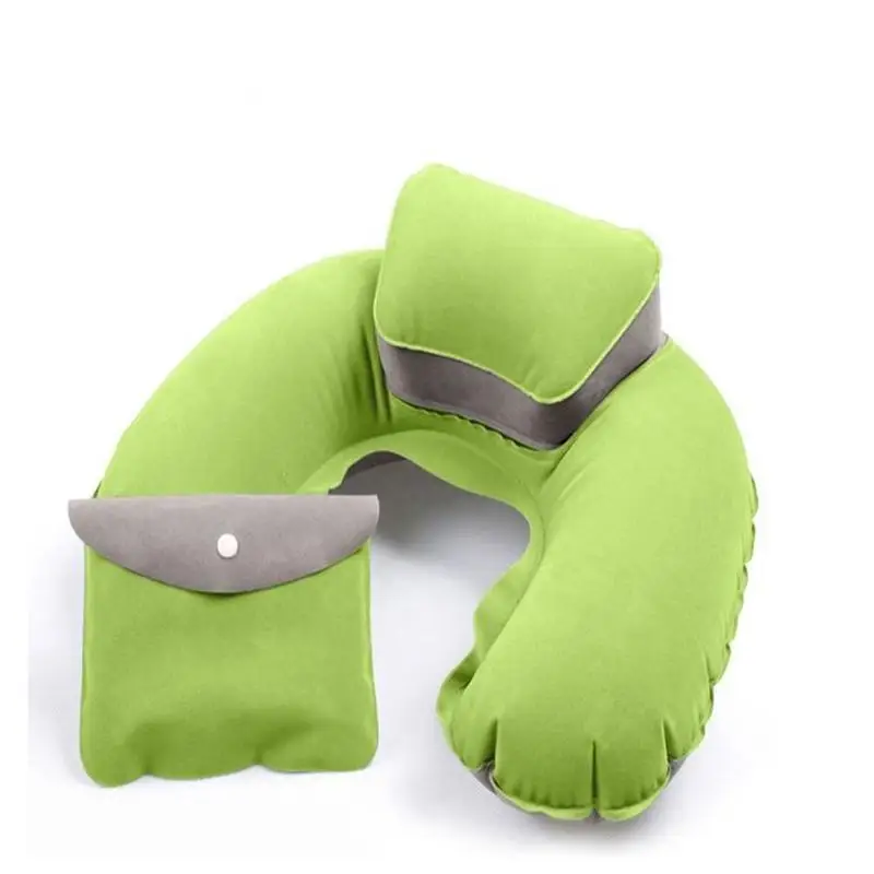 

2018 Portable Travel Inflatable Neck Pillow U Shape Blow Up Neck Cushion PVC Flocking Pillow for Flight Travel Accessories Hot