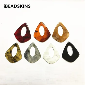 

New arrival! 38x32mm 100pcs/lot acrylic Imitation marble drop-shape charms for earring/Jewelry DIY making(As shown)