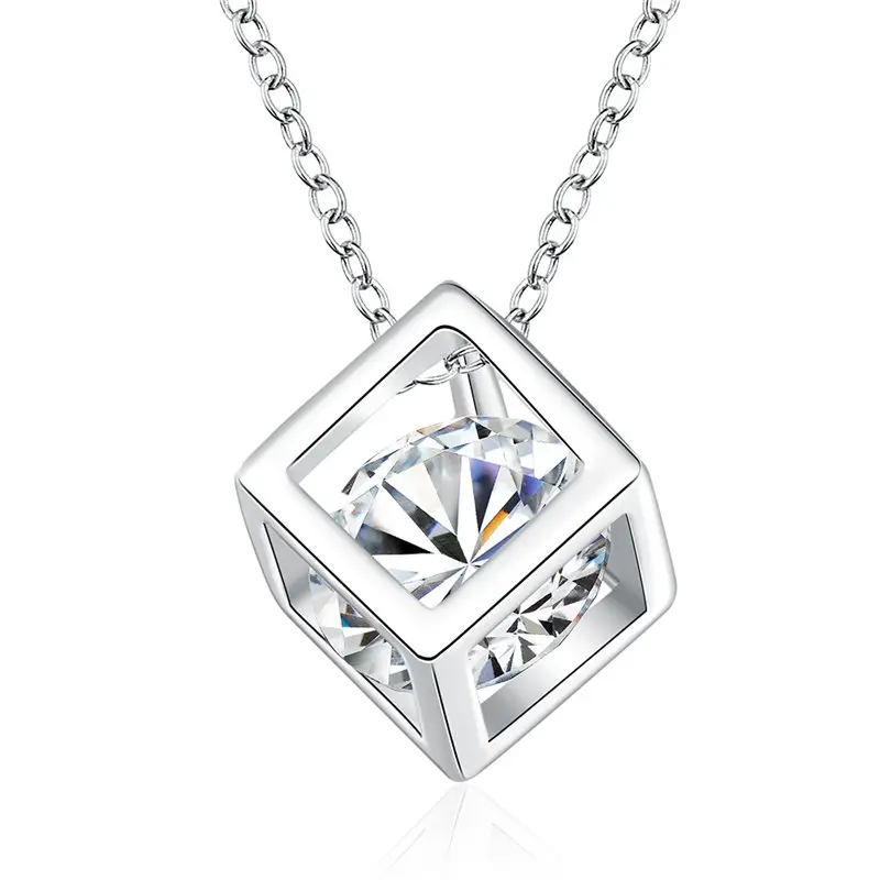 

Women Fashion Jewelry Square Pendant Necklaces Geometric Pendants Link Chain Cubic Zirconia Necklace Gifts For Women Sieraden