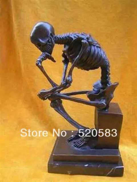 

free Wonderful Bronze Skull Thinker Sculpture Statue fast