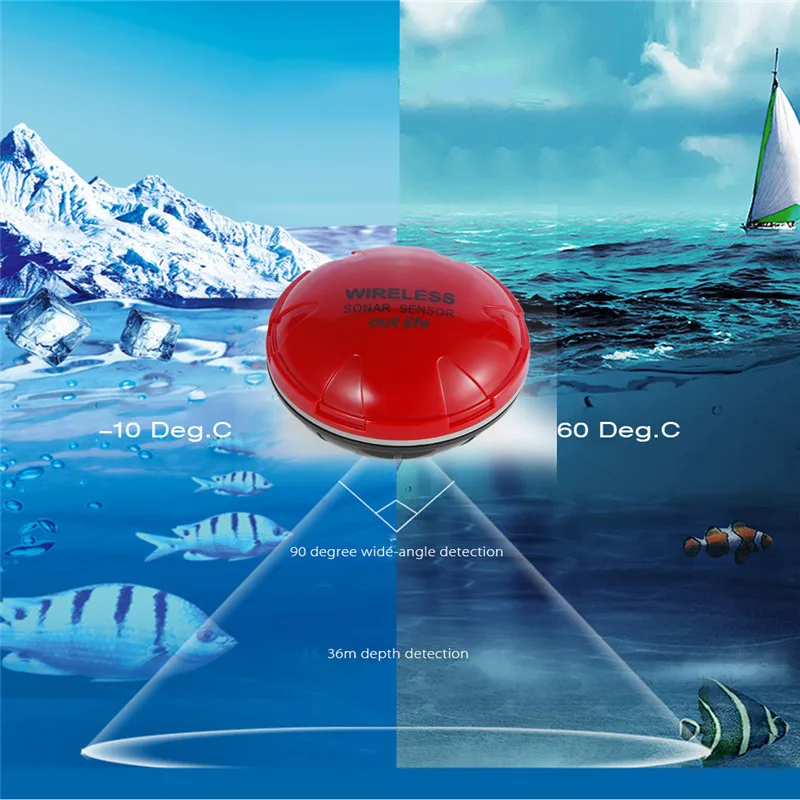 Outlife المحمولة الذكية صياد السمك مع اللاسلكية الاستشعار سونار السونار Fishfinder ل بحيرة البحر في الهواء الطلق الصيد المياه المالحة Outlife المحمولة الذكية صياد السمك مع اللاسلكية الاستشعار سونار السونار Fishfinder ل بحيرة البحر في الهواء الطلق الصيد المياه المالحة