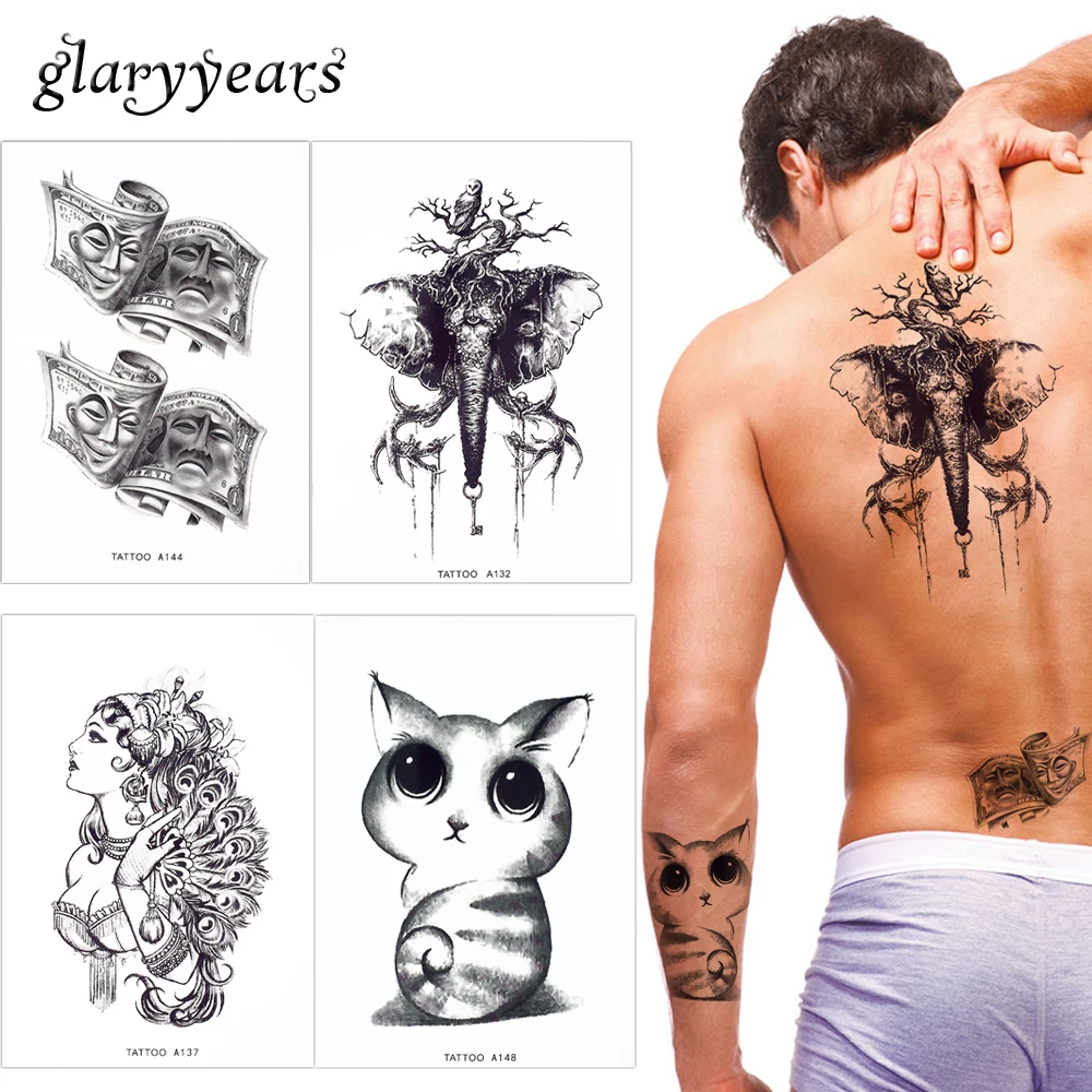 Искусственная черная тату наклейка для тела 1 лист|tattoo sticker|tattoo stickers for womenowl tattoo |