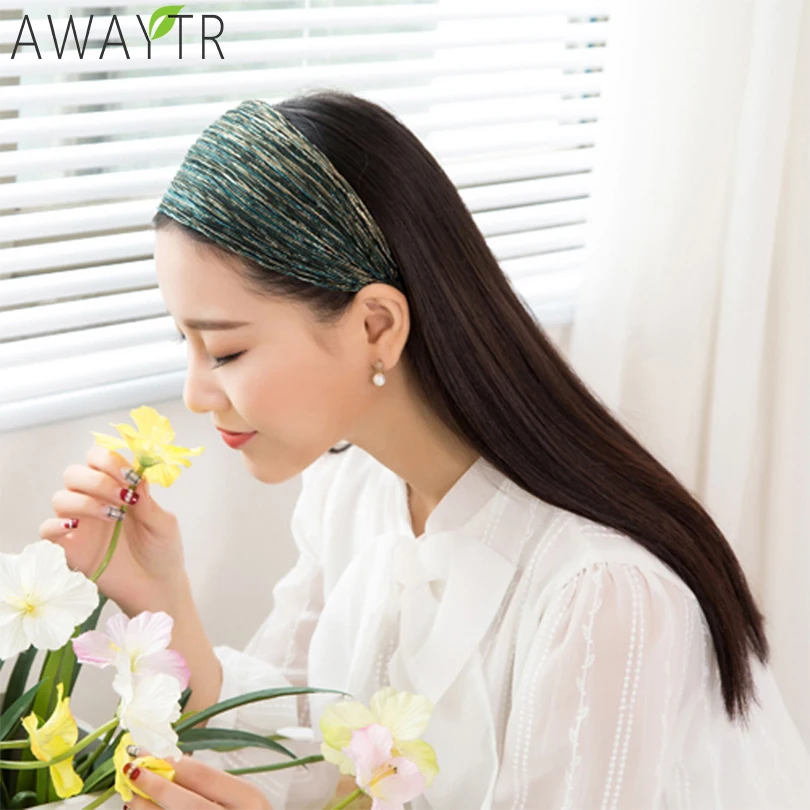 

New Design Headwear For Women Shiny 8 CM Wide Headband Headwraps Wave Pattern Teeth Hair Hoops For Tiara Shiny Hair Ornaments