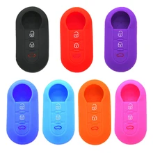 Dewtreetali Silicone Car key cover Case For Fiat 500 3 Buttons Flip Remote Key Blank Fob Car Accessories Auto Parts