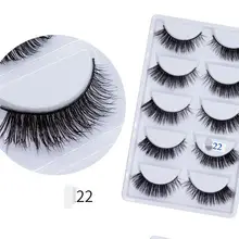 Новые 5 пар Толстые Накладные ресницы черные длинные 3d норковые ресницы наращивание ресниц Профессиональные норковые ресницы макияж ресницы 22
