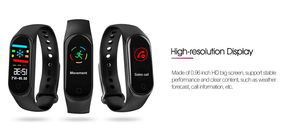 M3 0.96 inch Sports Smart Bracelet Bluetooth 4.0 IP67 Waterproof Call / Message Reminder Heart Rate Monitor Blood Pressure Functions