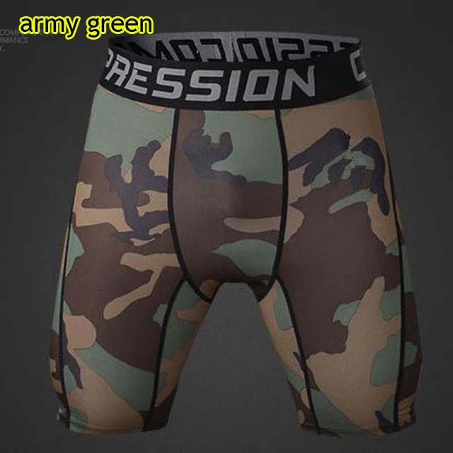 NEW 2019 Summer Active high stretch compression bodybuilding sweat breathable skinny tight quick dry Camoflage Men Safety shorts