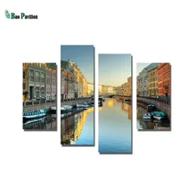 

Riverside house canvas wall art print home decor for living room pictures 4 panel large poster HD printed