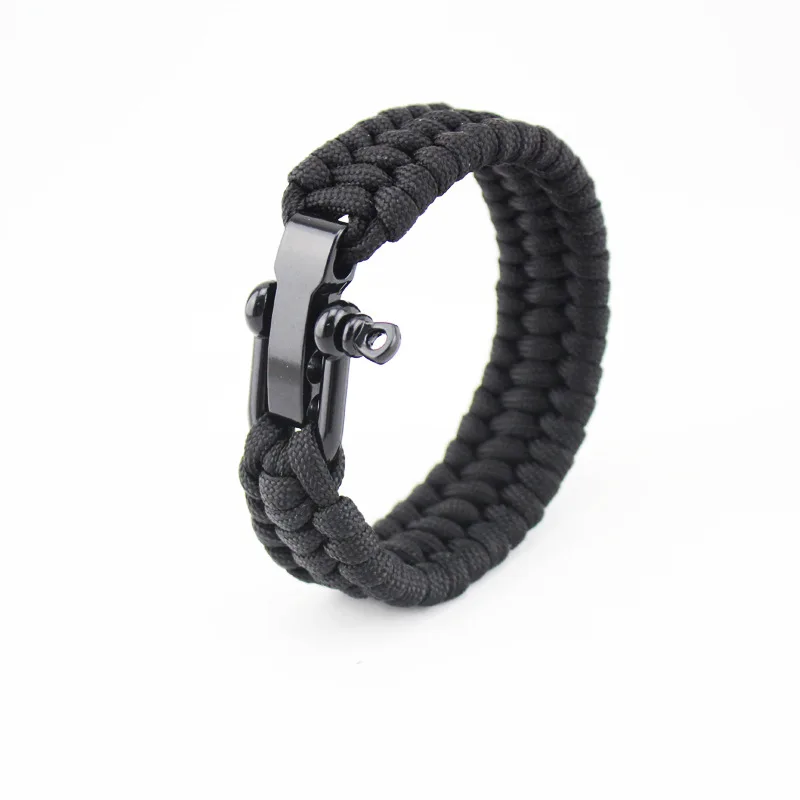 

Outdoor Camping Braided Pulseras Rescue Paracord Bracelets Parachute Cord Men Emergency Rope U Type Survival Stainless Buckles