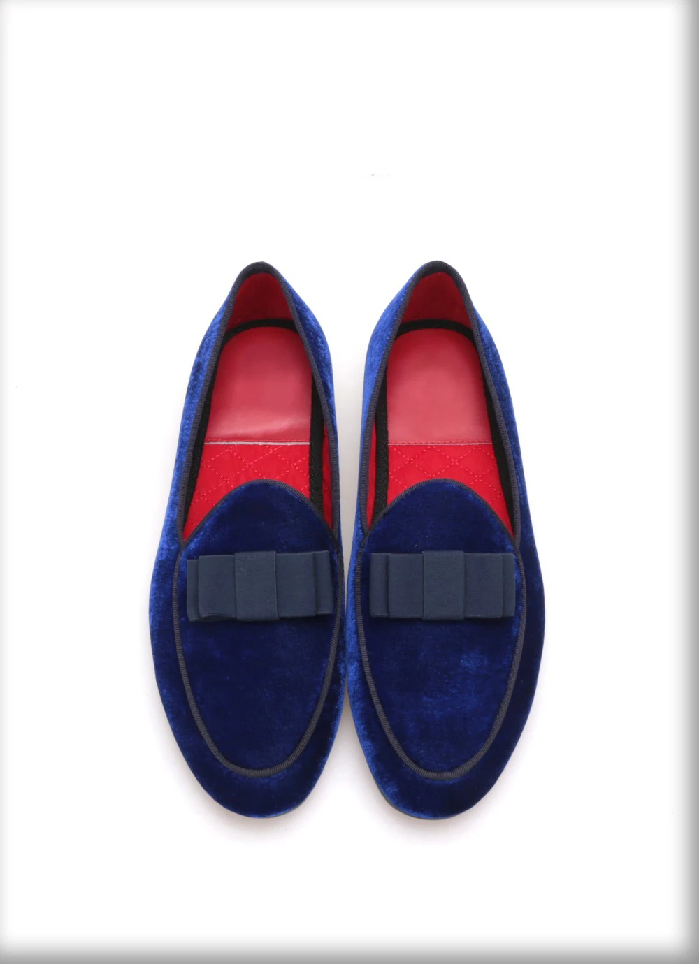 Королевский синий бархат Мужская обувь ручной работы с темно-бабочкой модные выпускного вечера и свадьбы Мужские модельные Лоферы Большие