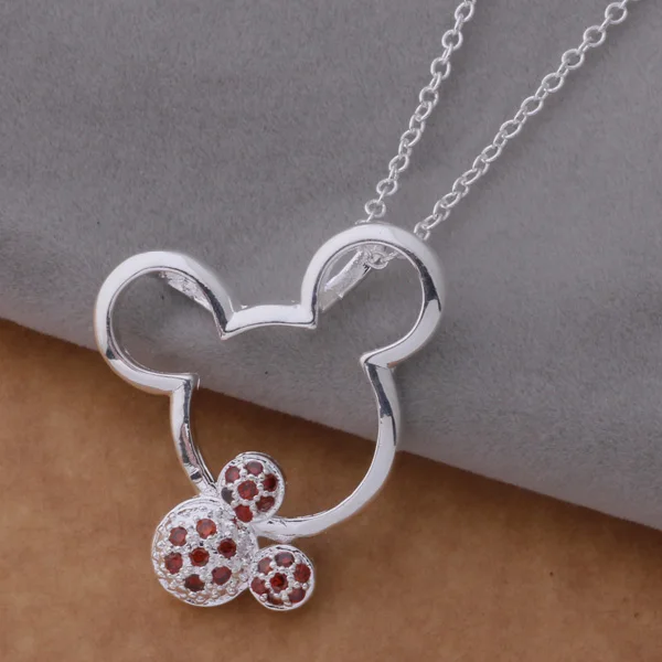 

AN673 Hot 925 sterling silver Necklace 925 silver fashion jewelry pendant Mouse inlaid purple stone /hbvaptca bghajxoa