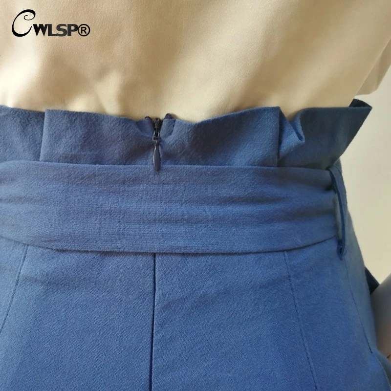 CWLSP 5 colors Autumn Lady Solid Casual Loose Pants Women Casual Full Length Frill Belted Bow Waist Trousers female Pants QZ2458