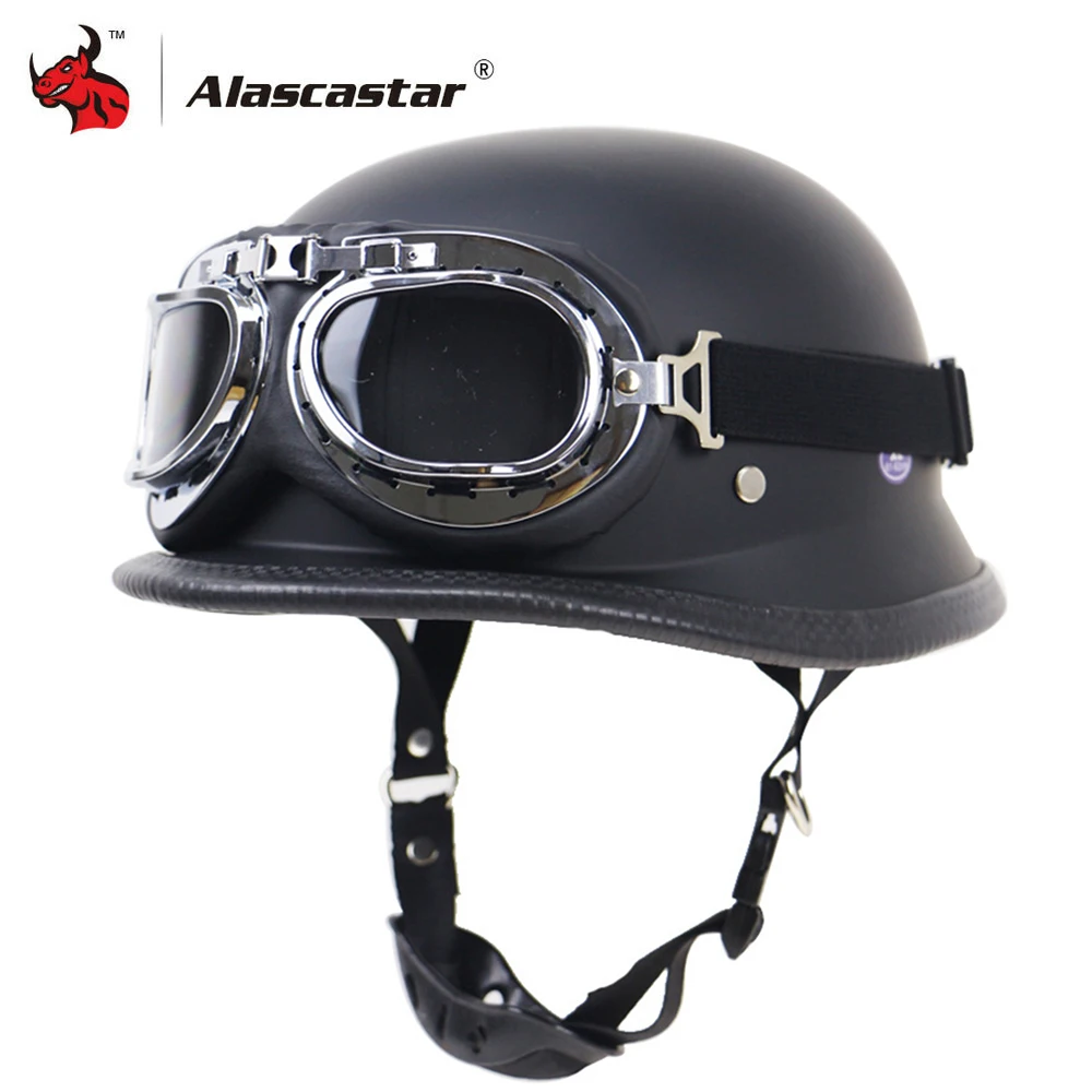 Зомби гоночный мотоциклетный шлем половина лица Ретро Мото шлем винтажный немецкий стиль Casco шлем скутер шлемы с очками точка