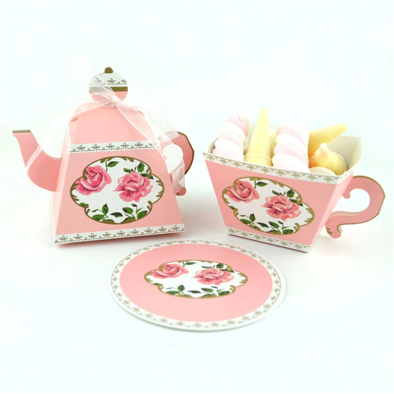 Hot 50 Pcs Vintage Teapot Teacup Creativity Candy Box Birthday