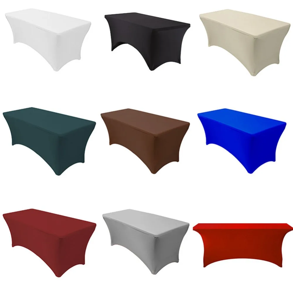 

Meijuner Rectangular Table Cover Fashion Pure Color Elastic Spandex Tablecloth For Hotel Dining Room Restaurant Weeding Decor
