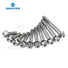 Wanyifa Titanium Bolts M10 x 30 35 40 45 55 60 65 70 75 80 100mm Pitch 1.25 Hex Head Flange Bolt Fastener Screws