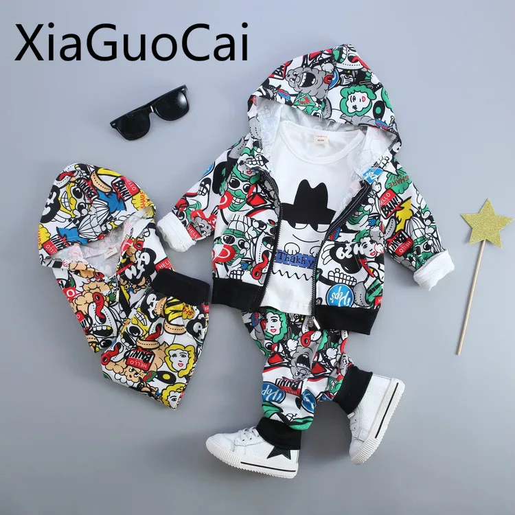 

Boy Coats Children's Suit Spring and Autumn 2018 New Fashion Kids Clothes Boys Three-piece Cotton Toddler Clothes
