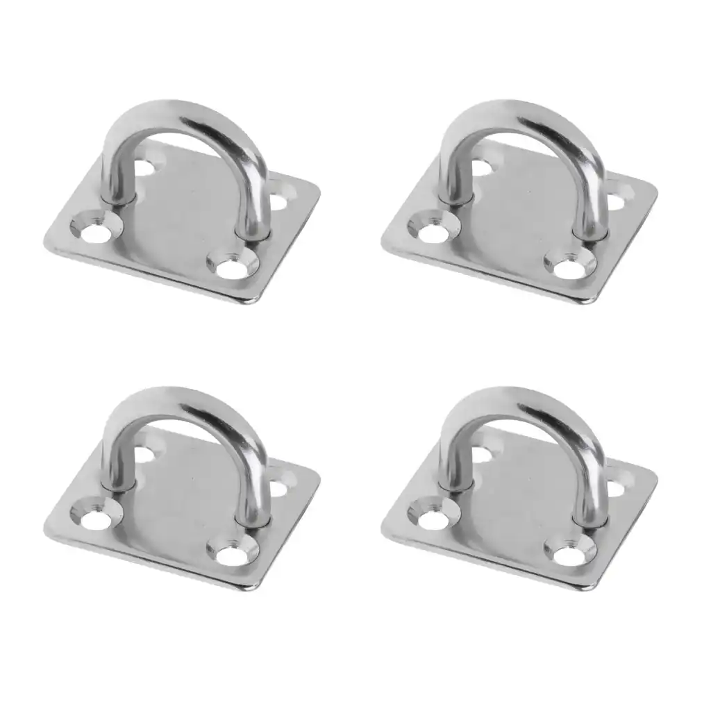 2Pc Heavy Duty Square Eye Plates With Ring for Marine Boat Shade Sails Yacht