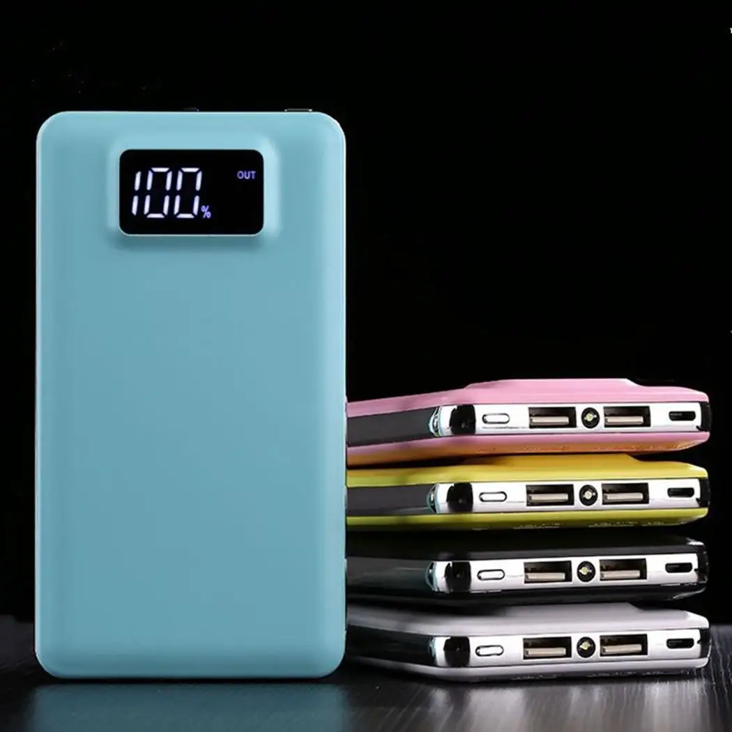 

General Portable 30000 mAh Power Bank Dual USB External Battery Charger Digital Display Slim Phone Powerbank With LED Light