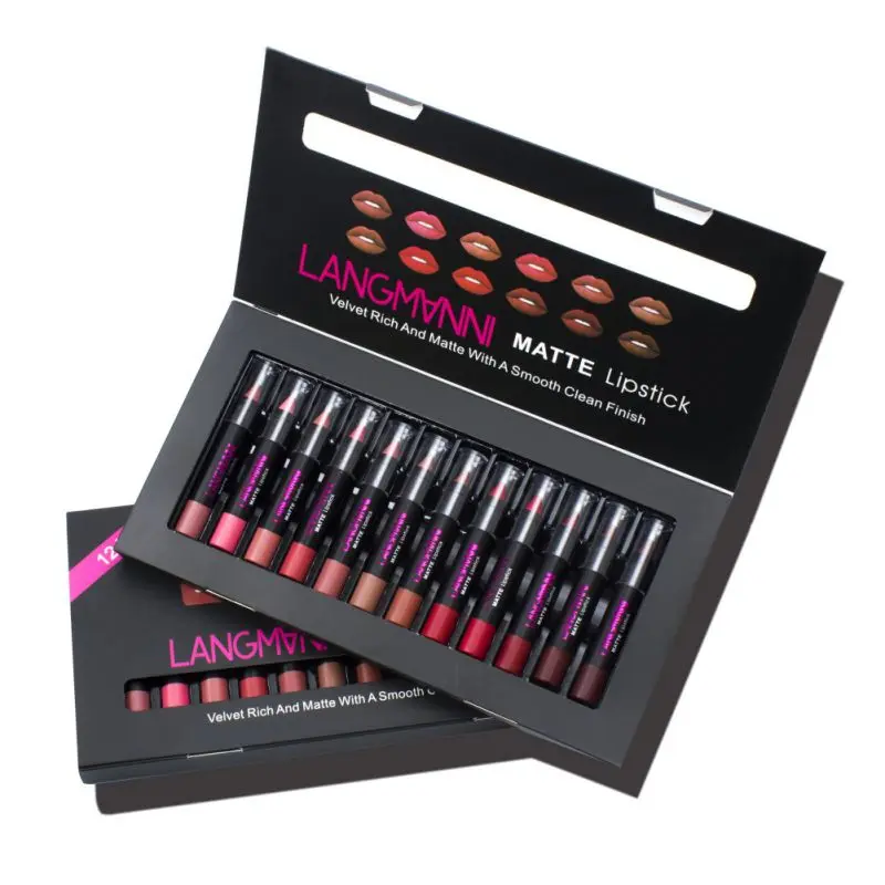 

Waterproof Velvet Red Lipstick Makeup Lipstick Set Lip Kit Nourishing Tint Matte Lipstick 12 pcs / lot