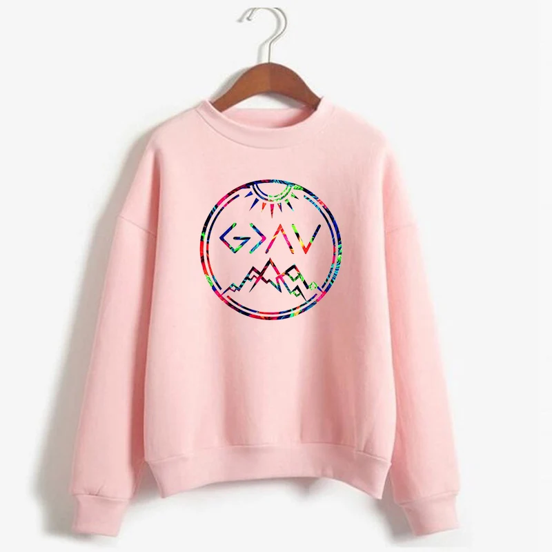 God Is Greater Than The Highs And Lows Hoodies Women Casual Crewneck Sweatshirt Pullvoers Loose Swe