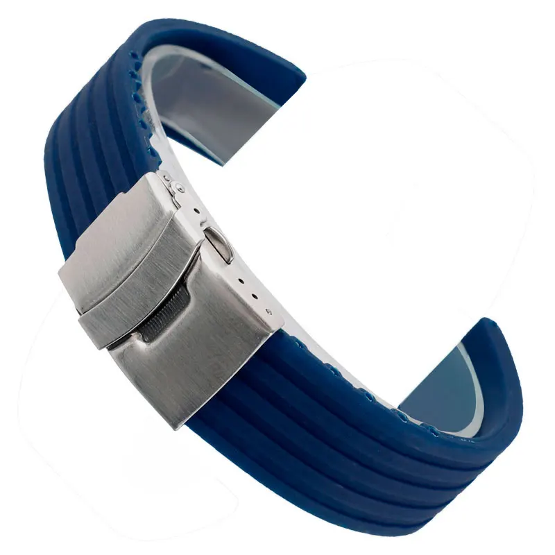 

Outdoor 20/22/24mm Military Silicone Bracelet Waterproof Rubber Blue Sport Watch Strap Wrist Band Soft Replacement Diving