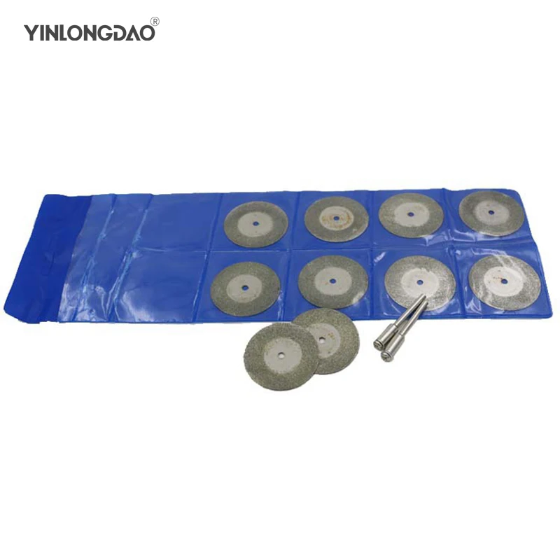 

New Hot Sale 10Pcs 50mm Mini Sharp Diamond Cut Off Rotary Tool Cutting Disc Disks DIY Tools Accessories For Dremel with 2pcs rod