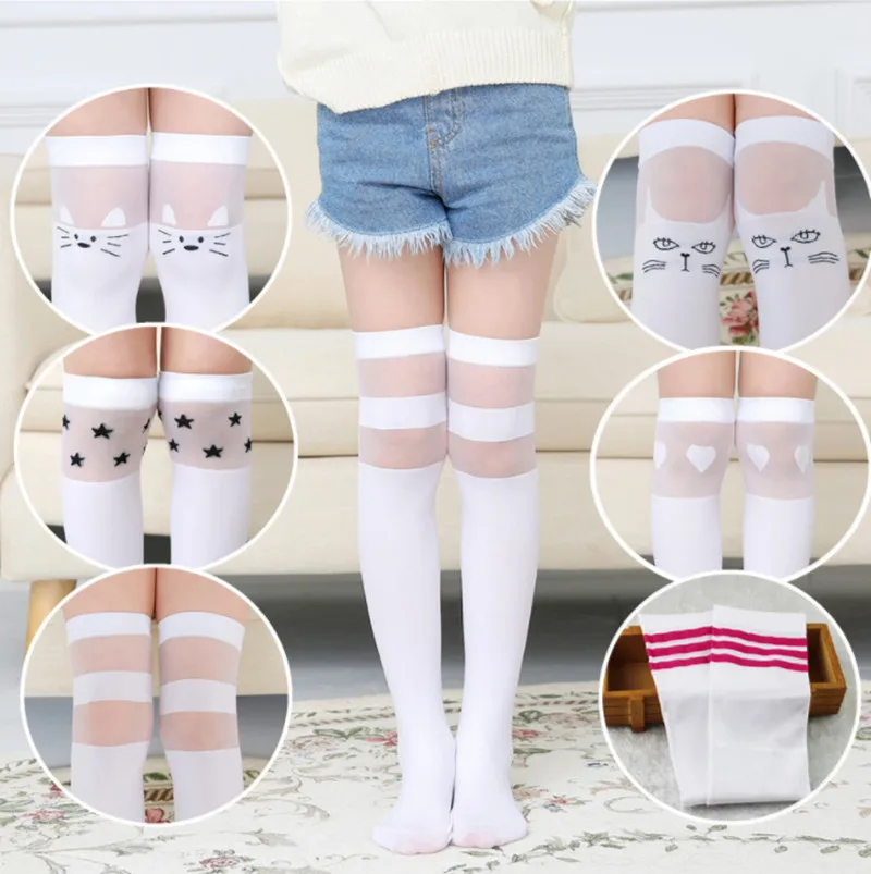 

3pairs/lot Mix Color Tights School High Knee Gridding Bow Stockings Girl Classic Cotton Stockings 3-12 Years