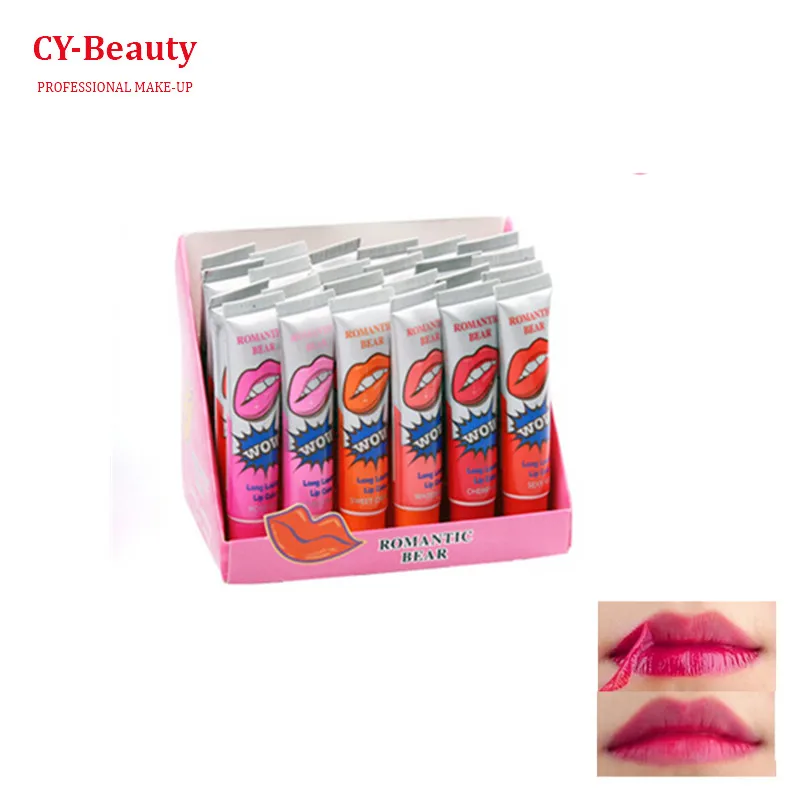 

24Pcs Hot Romantic Bear Matte Liquid Lipstick Long Lasting Waterproof Wow Lip Gloss My Lips Tint Pack Magic Tattoo Batons