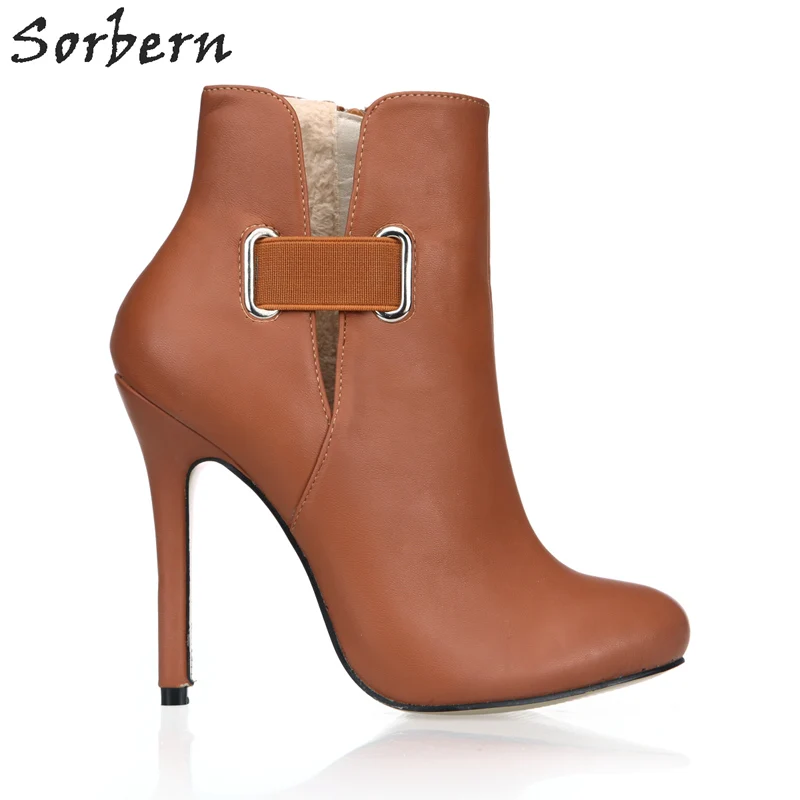 

Sorbern Elastic Band Short Boots Women High Heels Ankle High Women's Santiag Boots Fetish Sexy Women Shoes 2018 New Shoe