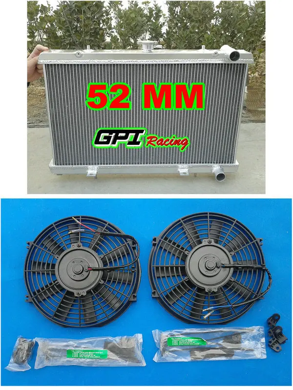

52MM NEW aluminum radiator for Nissan S13 CA18DET CA18 +FANS