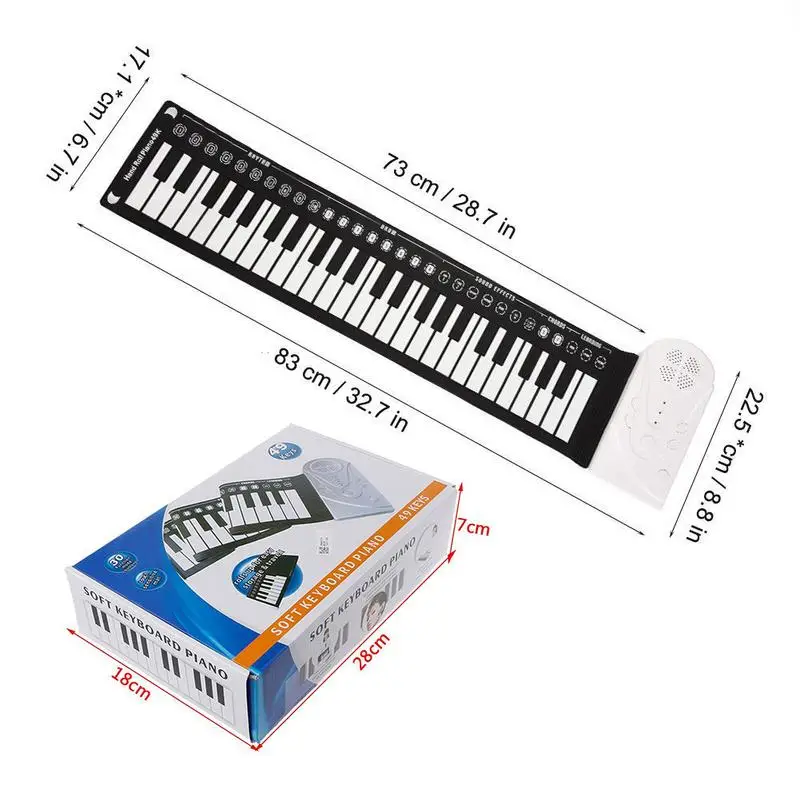Портативный Гибкий цифровой клавиатуры фортепиано 49 клавиш Батарея работает Встроенный динамик электронных Roll Up Piano детские игрушки